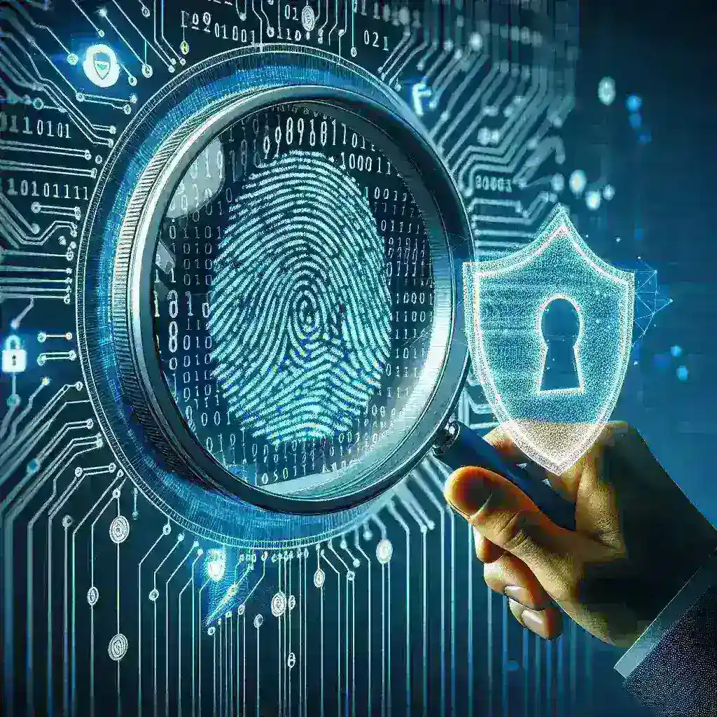"Illustration depicting browser fingerprinting process with icons representing various digital tracking elements, highlighting methods to enhance online privacy and security in the context of a privacy protection guide."