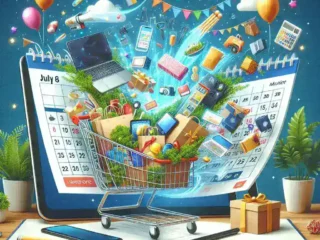 "Amazon Prime Day 2023 promotional banner featuring discounts and deals during the four-day shopping event starting July 8th."