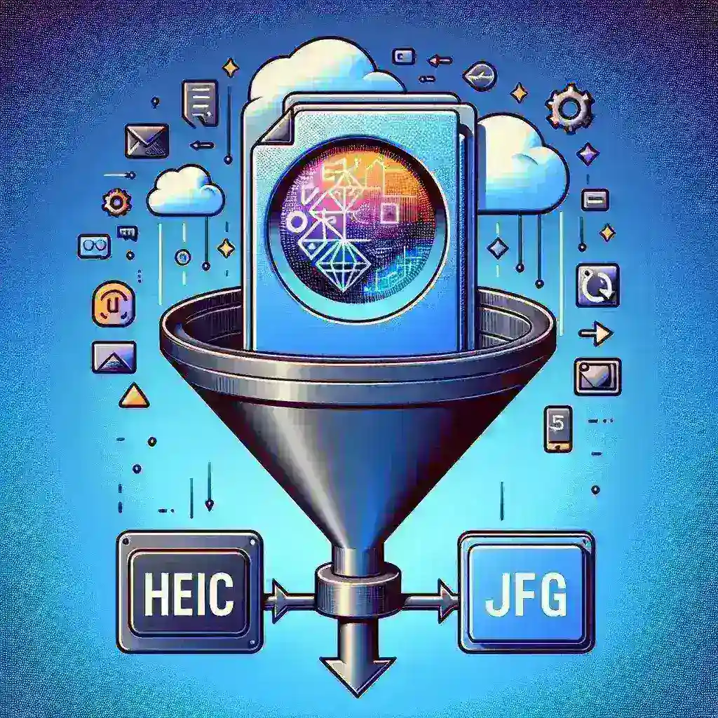 "Illustration showcasing the step-by-step process of HEIC to JPG conversion, highlighting software tools and user-friendly features for seamless image format transformation."